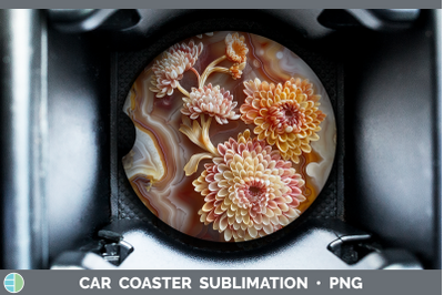 Chrysanthemum Car Coaster 3D Agate Flowers Sublimation Drink