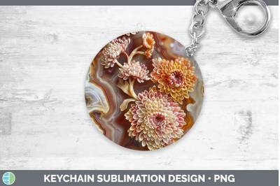 Chrysanthemum Keychain 3D Agate Flowers Sublimation Keyring