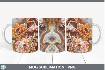 Chrysanthemum Mug Wrap 3D Agate Flowers Sublimation Coffee C