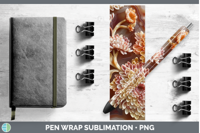 Chrysanthemum Pen Wrap 3D Agate Flowers Sublimation Pen Desi