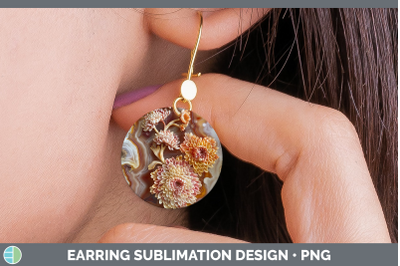 Chrysanthemum Round Earrings 3D Agate Flowers Sublimation Ea