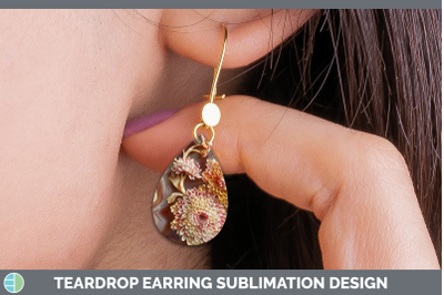 Chrysanthemum Teardrop Earrings 3D Agate Flowers Sublimation