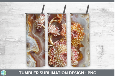 Chrysanthemum Tumbler 3D Agate Flowers Sublimation 20 oz Ski
