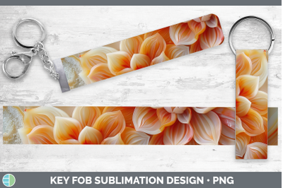 Dahlia Key Fob 3D Agate Flowers Sublimation Wristlet Designs
