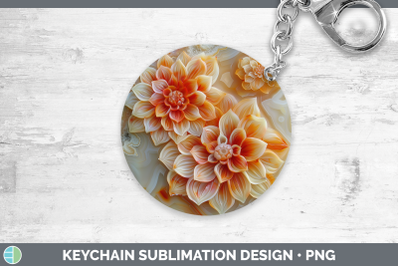Dahlia Keychain 3D Agate Flowers Sublimation Keyring Designs