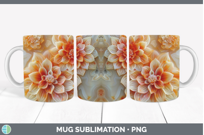 Dahlia Mug Wrap 3D Agate Flowers Sublimation Coffee Cup Desi