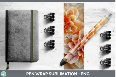 Dahlia Pen Wrap 3D Agate Flowers Sublimation Pen Designs