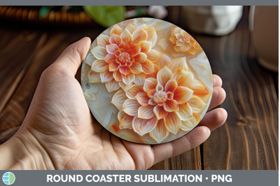 Dahlia Round Coaster 3D Agate Flowers Sublimation Coaster De