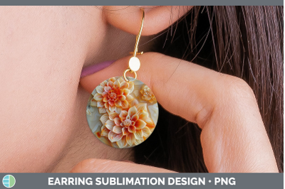 Dahlia Round Earrings 3D Agate Flowers Sublimation Earrings