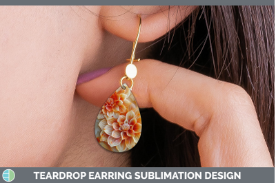 Dahlia Teardrop Earrings 3D Agate Flowers Sublimation Earrin