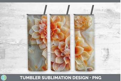 Dahlia Tumbler 3D Agate Flowers Sublimation 20 oz Skinny Tum