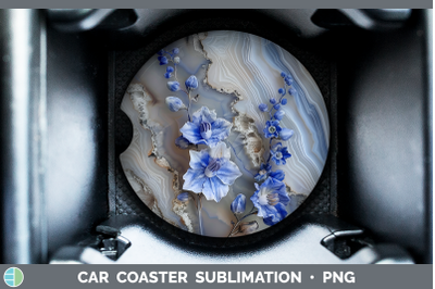 Delphinium Car Coaster 3D Agate Flowers Sublimation Drink Ma