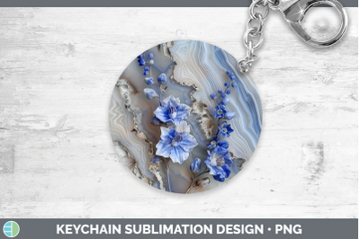 Delphinium Keychain 3D Agate Flowers Sublimation Keyring Des