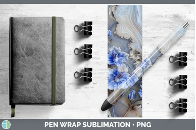 Delphinium Pen Wrap 3D Agate Flowers Sublimation Pen Designs