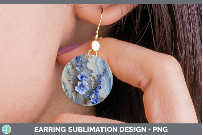 Delphinium Round Earrings 3D Agate Flowers Sublimation Earri