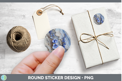 3D Agate Flowers Delphinium Stickers | Round Labels Designs