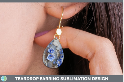 Delphinium Teardrop Earrings 3D Agate Flowers Sublimation Ea