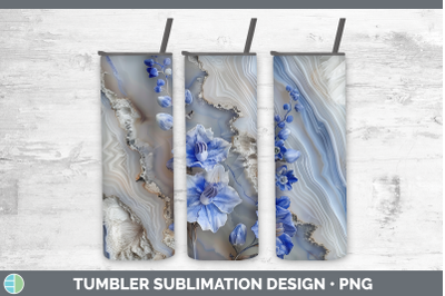 Delphinium Tumbler 3D Agate Flowers Sublimation 20 oz Skinny