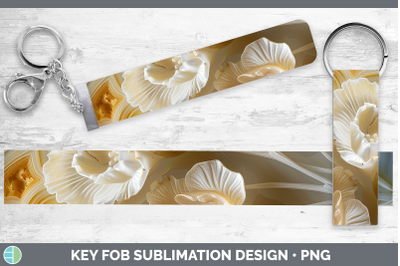 Freesia Key Fob 3D Agate Flowers Sublimation Wristlet Design