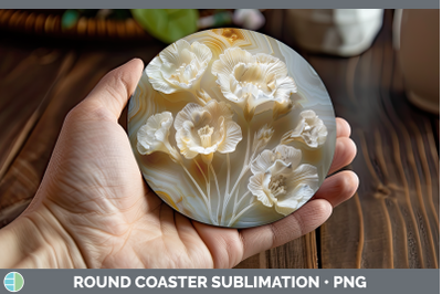 Freesia Round Coaster 3D Agate Flowers Sublimation Coaster D