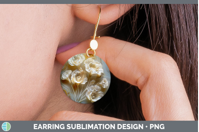 Freesia Round Earrings 3D Agate Flowers Sublimation Earrings