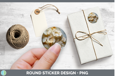 3D Agate Flowers Freesia Stickers | Round Labels Designs