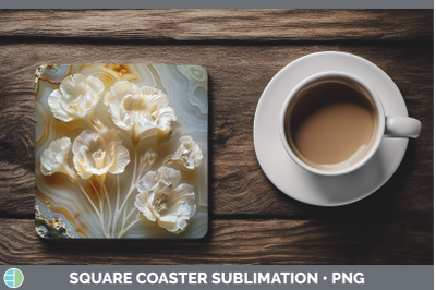 Freesia Square Coaster 3D Agate Flowers Sublimation Drink Ma