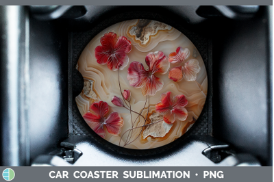 Geranium Car Coaster 3D Agate Flowers Sublimation Drink Mat