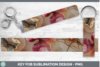 Geranium Key Fob 3D Agate Flowers Sublimation Wristlet Desig