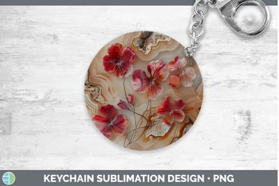 Geranium Keychain 3D Agate Flowers Sublimation Keyring Desig