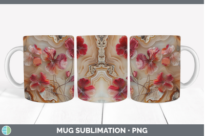 Geranium Mug Wrap 3D Agate Flowers Sublimation Coffee Cup De