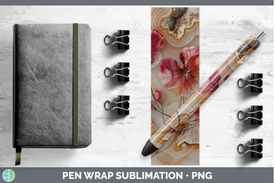 Geranium Pen Wrap 3D Agate Flowers Sublimation Pen Designs