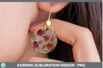 Geranium Round Earrings 3D Agate Flowers Sublimation Earring