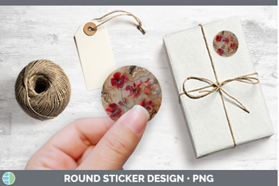 3D Agate Flowers Geranium Stickers | Round Labels Designs