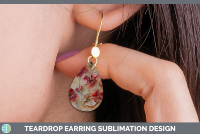 Geranium Teardrop Earrings 3D Agate Flowers Sublimation Earr