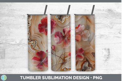 Geranium Tumbler 3D Agate Flowers Sublimation 20 oz Skinny T