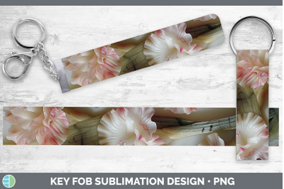 Gladiolus Key Fob 3D Agate Flowers Sublimation Wristlet Desi