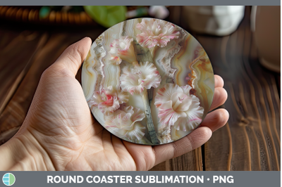 Gladiolus Round Coaster 3D Agate Flowers Sublimation Coaster