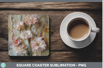 Gladiolus Square Coaster 3D Agate Flowers Sublimation Drink