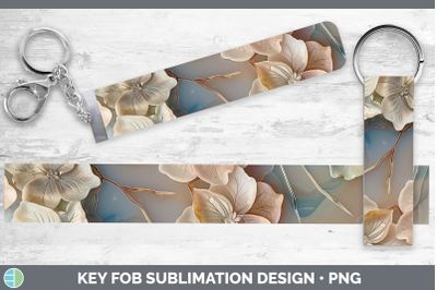 Hydrangea Key Fob 3D Agate Flowers Sublimation Wristlet Desi