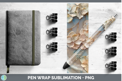 Hydrangea Pen Wrap 3D Agate Flowers Sublimation Pen Designs