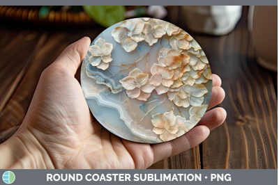 Hydrangea Round Coaster 3D Agate Flowers Sublimation Coaster