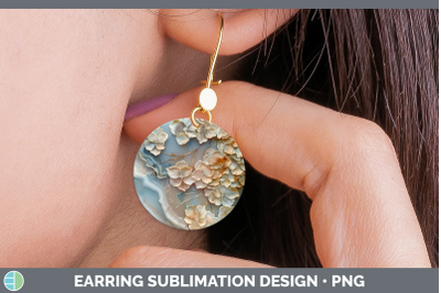 Hydrangea Round Earrings 3D Agate Flowers Sublimation Earrin