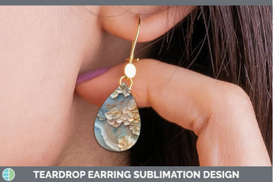 Hydrangea Teardrop Earrings 3D Agate Flowers Sublimation Ear