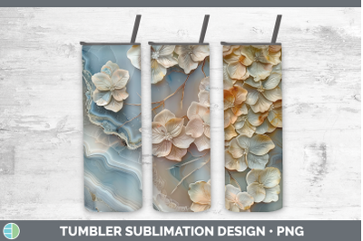 Hydrangea Tumbler 3D Agate Flowers Sublimation 20 oz Skinny