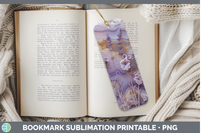 Lavender Bookmark 3D Agate Flowers Sublimation Printable Des