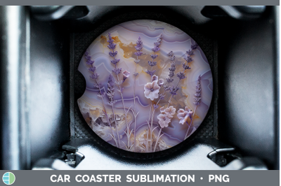 Lavender Car Coaster 3D Agate Flowers Sublimation Drink Mat