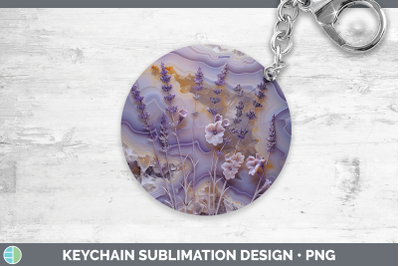 Lavender Keychain 3D Agate Flowers Sublimation Keyring Desig