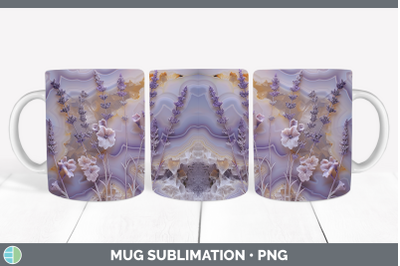 Lavender Mug Wrap 3D Agate Flowers Sublimation Coffee Cup De