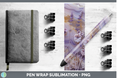 Lavender Pen Wrap 3D Agate Flowers Sublimation Pen Designs